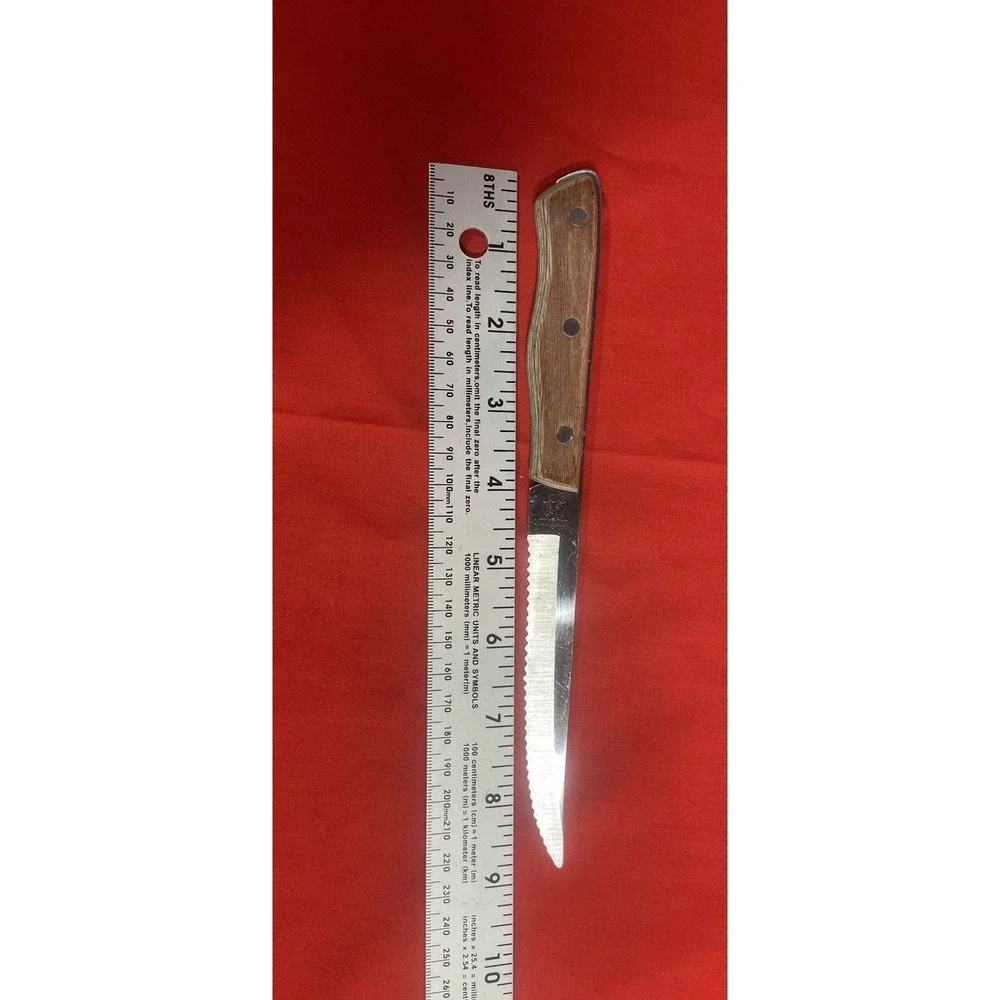 Vintage Maxam Steel Serrated Steak Knives Set of 4 Wood Handles Stainless